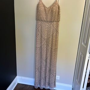 Adrianna Papell Art Deco Blouson Beaded Gown